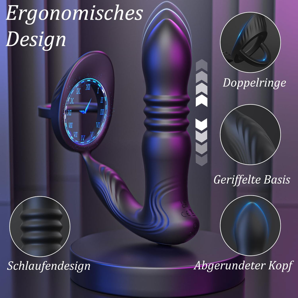 Meeteel Prostata Stimulation Männer mit Penisring, Anal Vibrator mit 3 Schock- und 10 Vibrationsmodi Sex Spielzeug für die Männer Anal Dildo Analplug Analvibratoren Vibratorensets für Paare,Frau