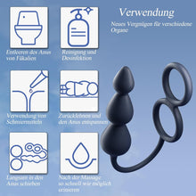Laden Sie das Bild in den Galerie-Viewer, Analvibrator mit Penisring Hodenring,Analplug Analkugeln mit 10 Vibrationsmodus Fernbedienung,Vibrator Vibration Vibratorensets Analspielzeuge erotisches Sex Spielzeug für die Männer