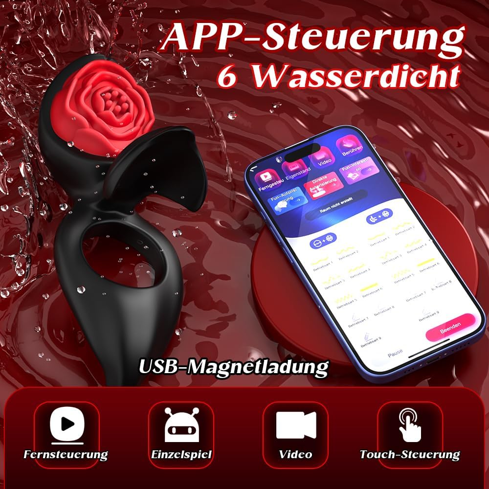 Penisring Vibrator mit Klitoris Hoden Stimulator Penis Ring Vibratoren Sex spielzeug für die paare Cockring mit 9 Vibrationsmodi Sex Spielzeug für die Männer Solo erotisches sexspielzeug für paare