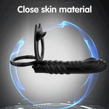 Laden Sie das Bild in den Galerie-Viewer, Doppelpenetration Anal Vibrator mit vibrierendem Cockring, Fernbedienung Doppelstimulation Anal Plug Penis Ring Sexspielzeug für Männer, Frauen und Paare