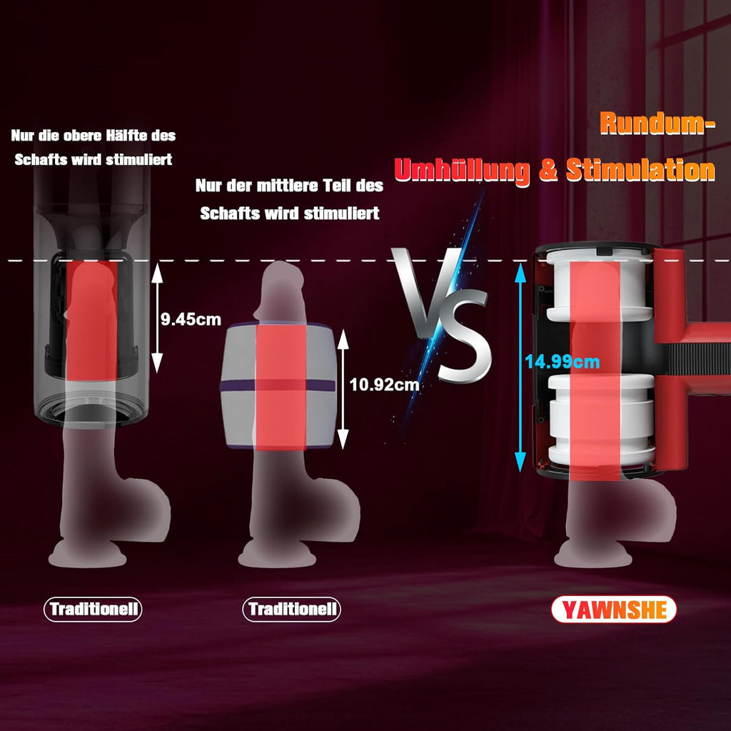 Masturbieren für Männer Elektrisch, Doppelhülle mit Stoß Rotation Vibration Sex Spielzeug für die Männer, Blowjob Taschenmuschi Sexmaschine Masturbator Realistisch
