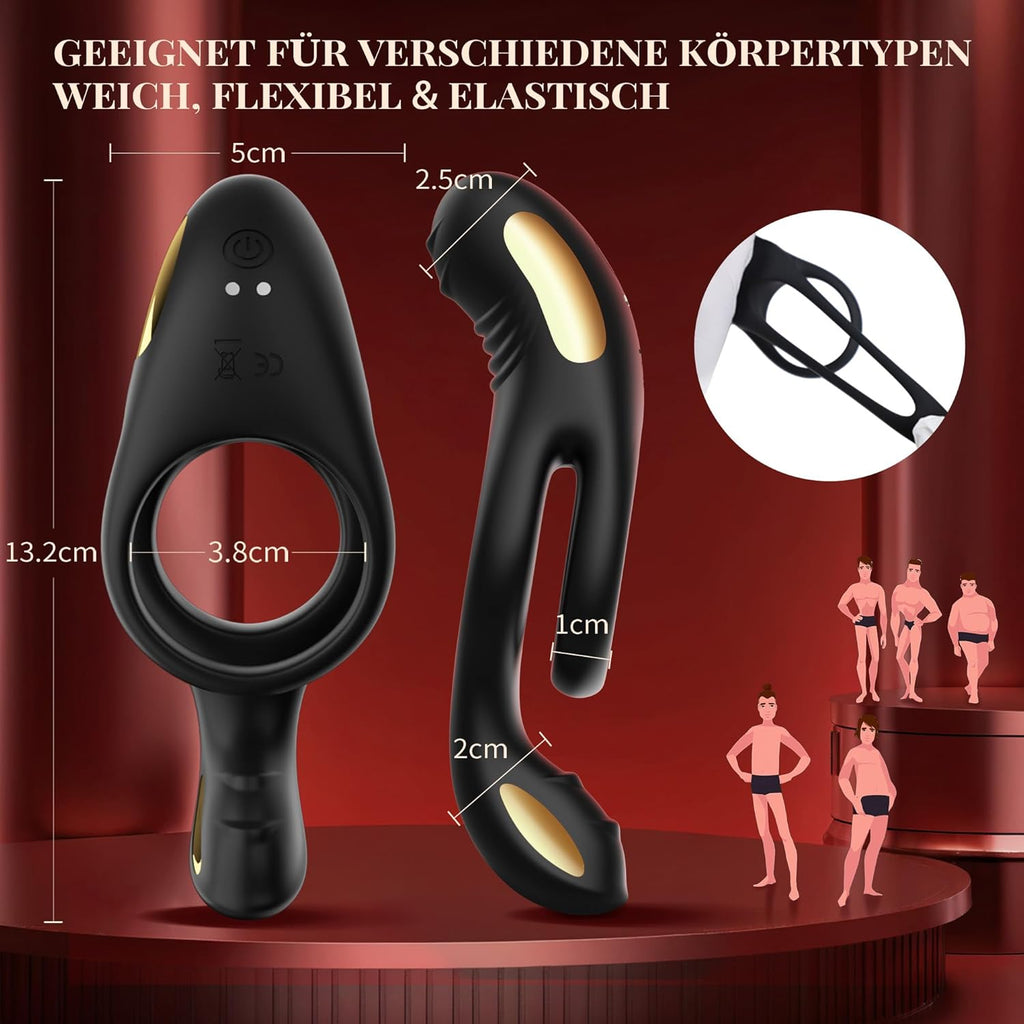 Penisring Vibrator Spielzeug für die Paare Klitoris, Penis Ring Erotisches Sex Spielzeug für Paare Extrem Sex 10 Vibrationsmodi, Penisringe Sex Spielzeug für die Männer Solo Dual Cockring Massagegerät