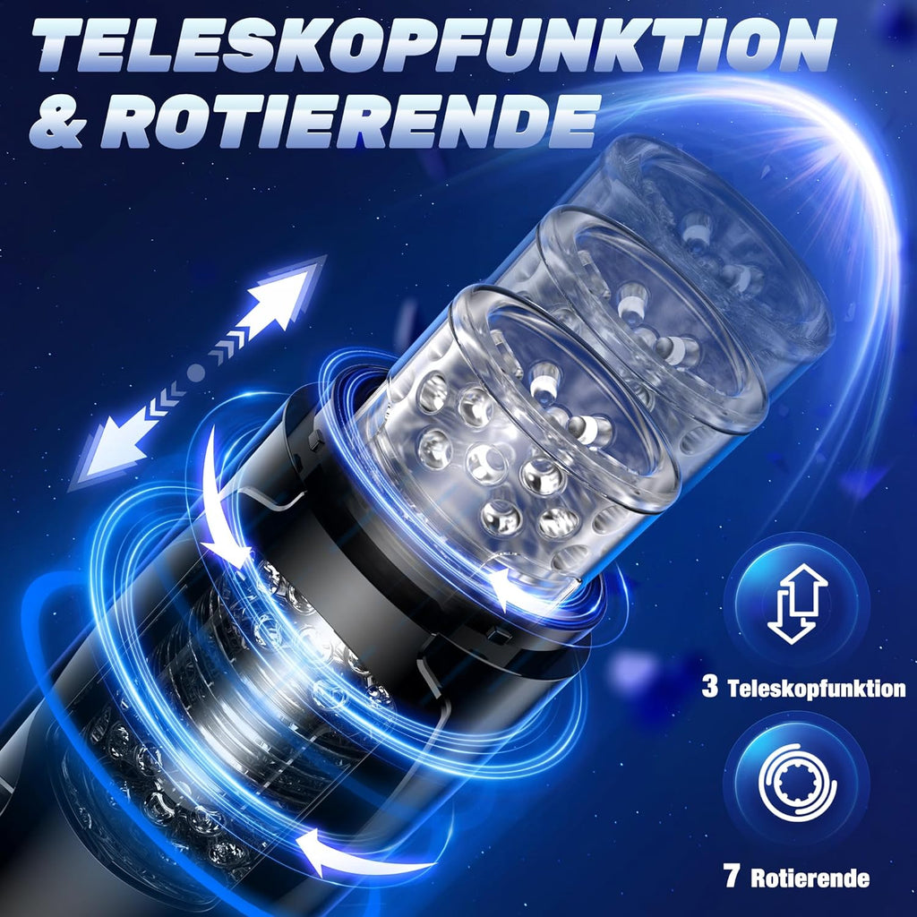 Pangpangmi Elektrischer Masturbator Masturbieren für Männer, Sex Spielzeug für die Männer mit 7 Modi Teleskopfunktion und Rotierende, Masturbatoren Taschenmuschi Penis Sexspielzeug, Schwarz