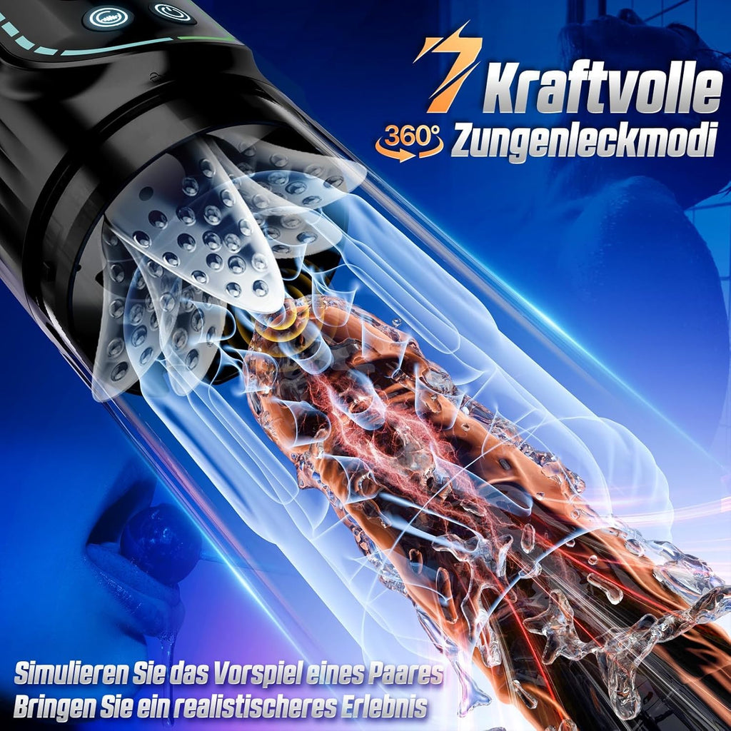 Elektrischer Masturbator Masturbieren für Männer 7 Teleskopfunktion & Rotierend & Saugen, Sex Spielzeug für die Männer Realistisch Zungenleck Blowjob, Taschenmuschi Masturbatoren Penis Pussy Sex Toys
