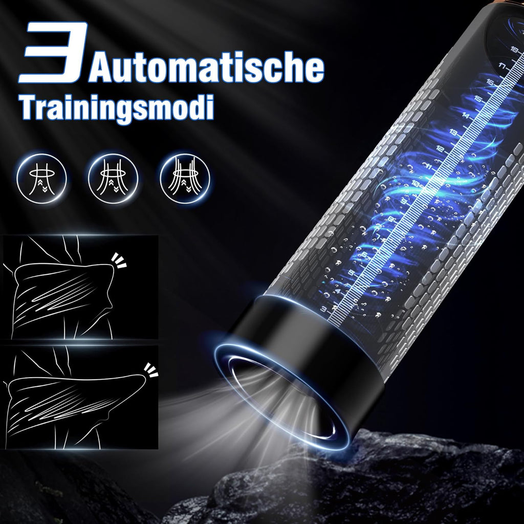 Penispumpe für Penisvergrößerung Sex Spielzeug für die Männer, Elektrische Penis Vakuumpumpe mit Taschenmuschi 4 + 3 Saugstufen, IPX7 100% Wasserdicht Erektion Masturbator mit 2 Silikonhülsen