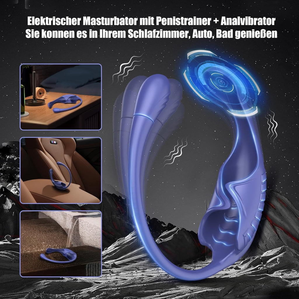 Elektrischer Masturbator Penistrainer Vibrator, Masturbieren für Männer mit 9 Vibration, 4IN 1 Sexspielzeug Penis Eichel Hodensack AnalVibrator Prostata Stimulator Masturbatoren Sex Spielzeug für Männ