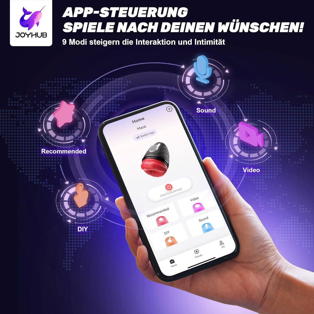 Elektrischer Masturbator Masturbieren für Männer 9 Vibration, Penistrainer App-steuerung mit Heizstab, Sex Spielzeug für die Männer Solo Masturbatoren Oral Vibrator Penis Sexspielzeug
