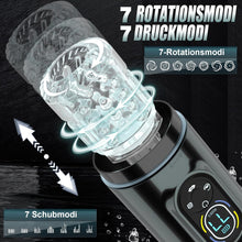 Laden Sie das Bild in den Galerie-Viewer, Elektrischer Masturbator Sex Spielzeug für die Männer，Masturbieren für Männer Handfrei mit 7 Modi Saugen &amp; Vibrieren &amp; Schieben &amp; Rotieren und Lecken，Taschenmuschi Realistisch Masturbatoren