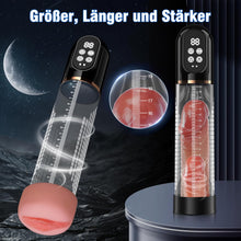 Laden Sie das Bild in den Galerie-Viewer, Penispumpe für Penisvergrößerung Sex Spielzeug für die Männer, Elektrische Penis Vakuumpumpe mit Taschenmuschi 4 + 3 Saugstufen, IPX7 100% Wasserdicht Erektion Masturbator mit 2 Silikonhülsen