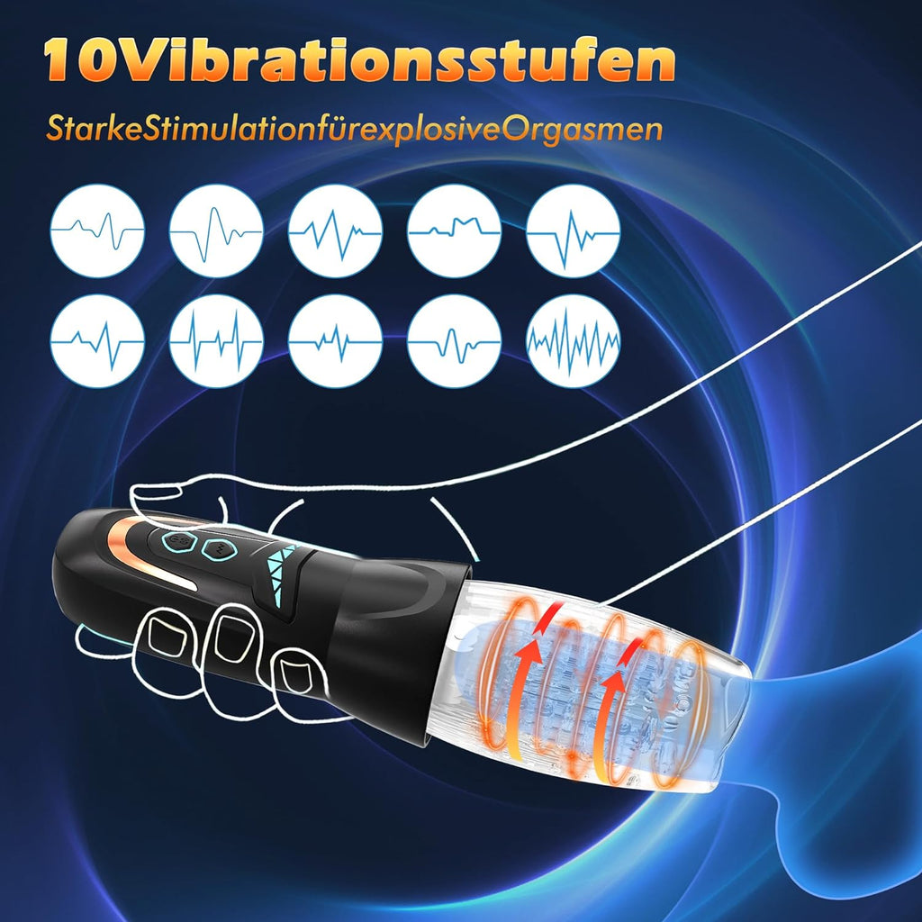 SENSIVO Masturbator Sex Spielzeug für die Männer mit 10 Vibrations & 8 Stoß und Rotationsmustern, 3 in 1 Sexspielzeug Masturbieren für Männer Elektrisch, Taschenmuschi Vibratorensets für Männer