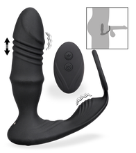 Laden Sie das Bild in den Galerie-Viewer, Analplug mit Vibration, Stoßfunktion und Cockring Clark