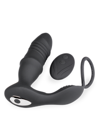 Laden Sie das Bild in den Galerie-Viewer, Analplug mit Vibration, Stoßfunktion und Cockring Clark