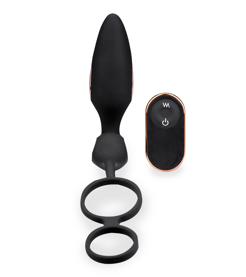 Analplug mit Vibration und Estim und Cockring Fever