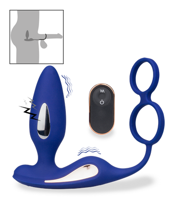Analplug mit Vibration und Estim und Cockring Fever