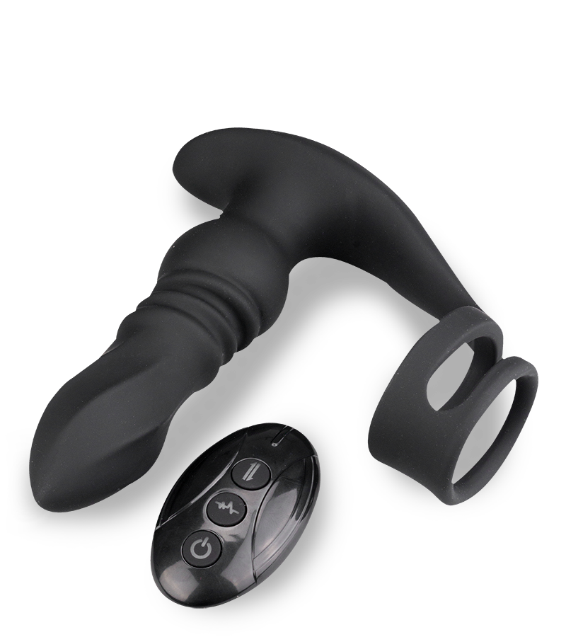 Analplug mit Vibrations- und Stoßfunktion und Doppel-Cockring Toronto