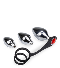 Laden Sie das Bild in den Galerie-Viewer, Analschmuck mit Doppel-Cockring und 3 Plugs