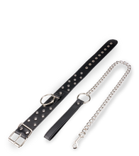 Laden Sie das Bild in den Galerie-Viewer, BDSM-Halsband mit Flachnieten, O-Ring und Leine