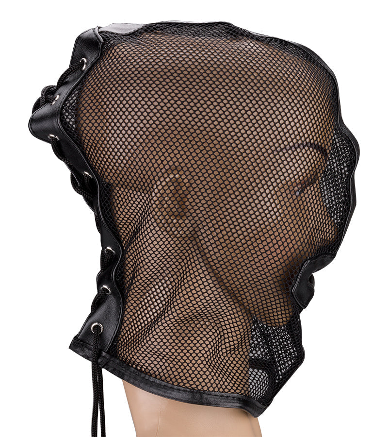 BDSM-Kopfhaube aus Netzstoff mit Mund-Öffnung