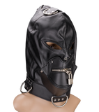 BDSM-Kopfmaske mit Reißverschluss am Mund und Schloss