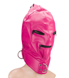 Bondage-Haube mit Reißverschlüssen an Augen und Mund