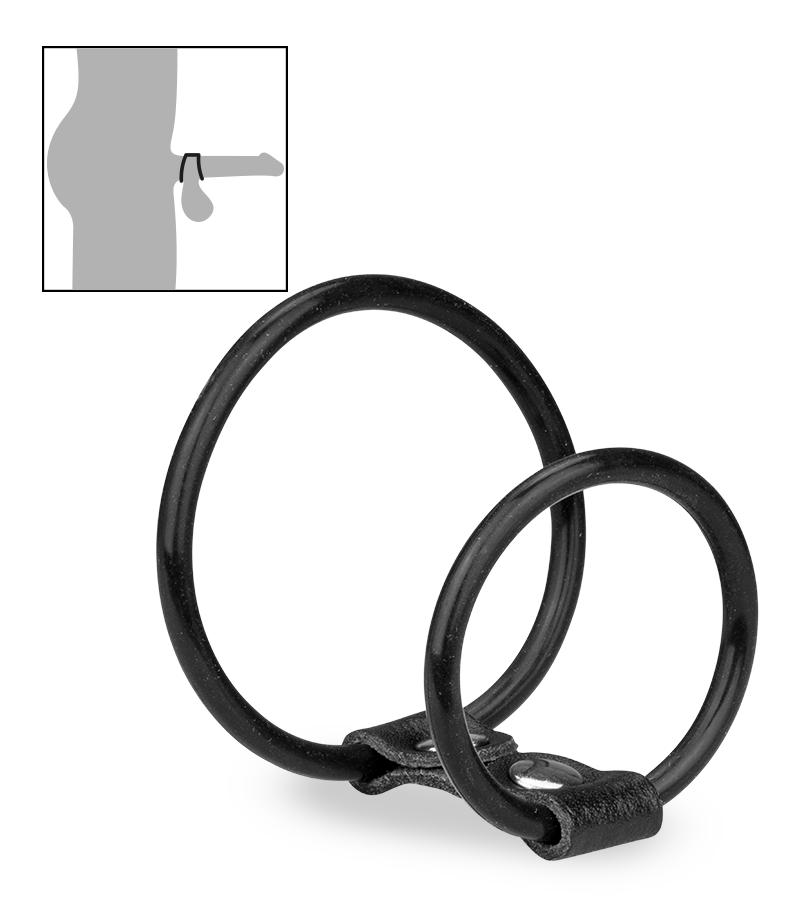 Doppel-Penisring aus Silikon und Kunstleder