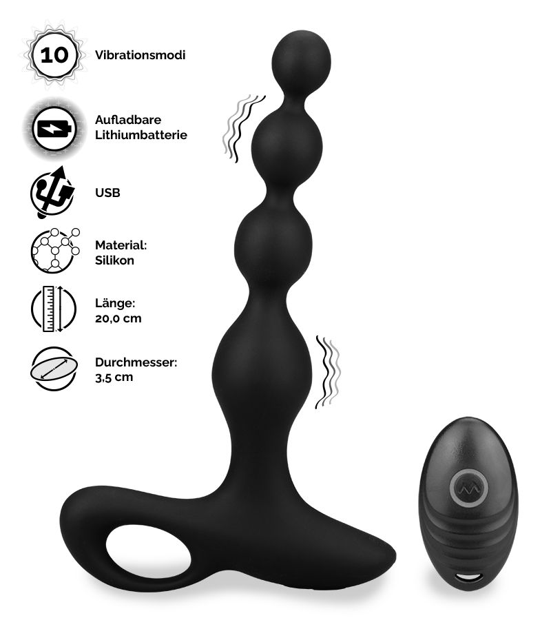 Ferngesteuerte Analkette mit Vibration Whisper