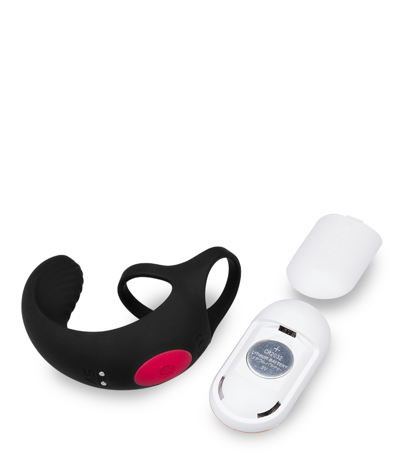 Ferngesteuerter Hoden-Massager mit Doppel-Cockring Shape