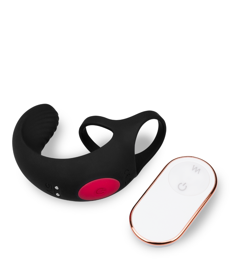 Ferngesteuerter Hoden-Massager mit Doppel-Cockring Shape