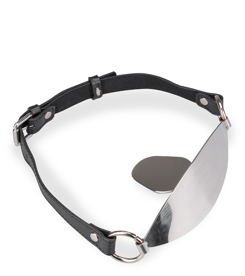 Flacher Mundknebel aus Metall und Kunstleder