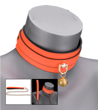 Laden Sie das Bild in den Galerie-Viewer, Fluoreszierendes Halsband mit Leine in Orange