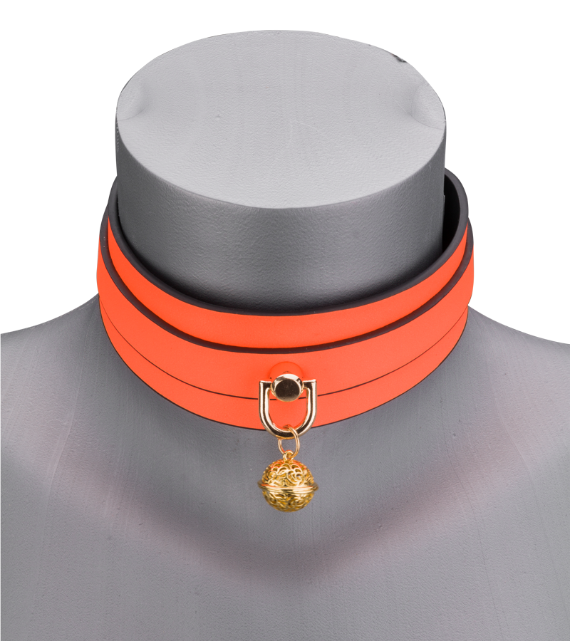 Fluoreszierendes Halsband mit Leine in Orange