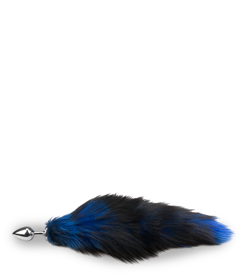 Foxtail-Analplug in Schwarz und Blau