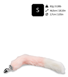 Foxtail-Buttplug aus rosa-weißem Kunstfell