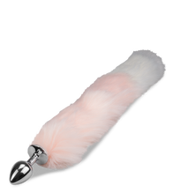 Laden Sie das Bild in den Galerie-Viewer, Foxtail-Buttplug aus rosa-weißem Kunstfell