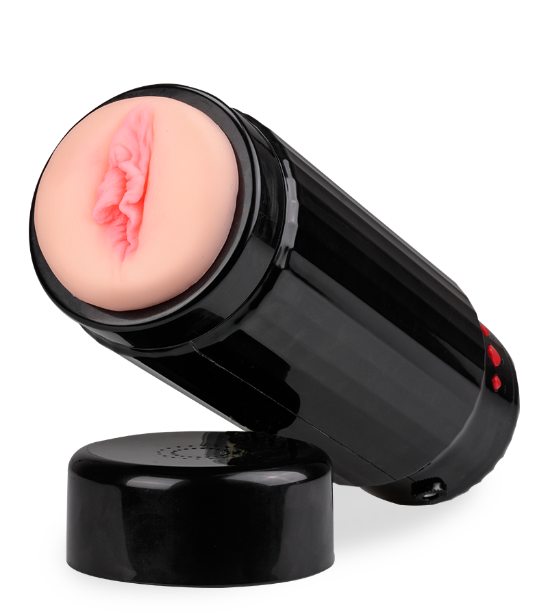 Freihand-Masturbator mit Gürtel und Vagina-Aufsatz