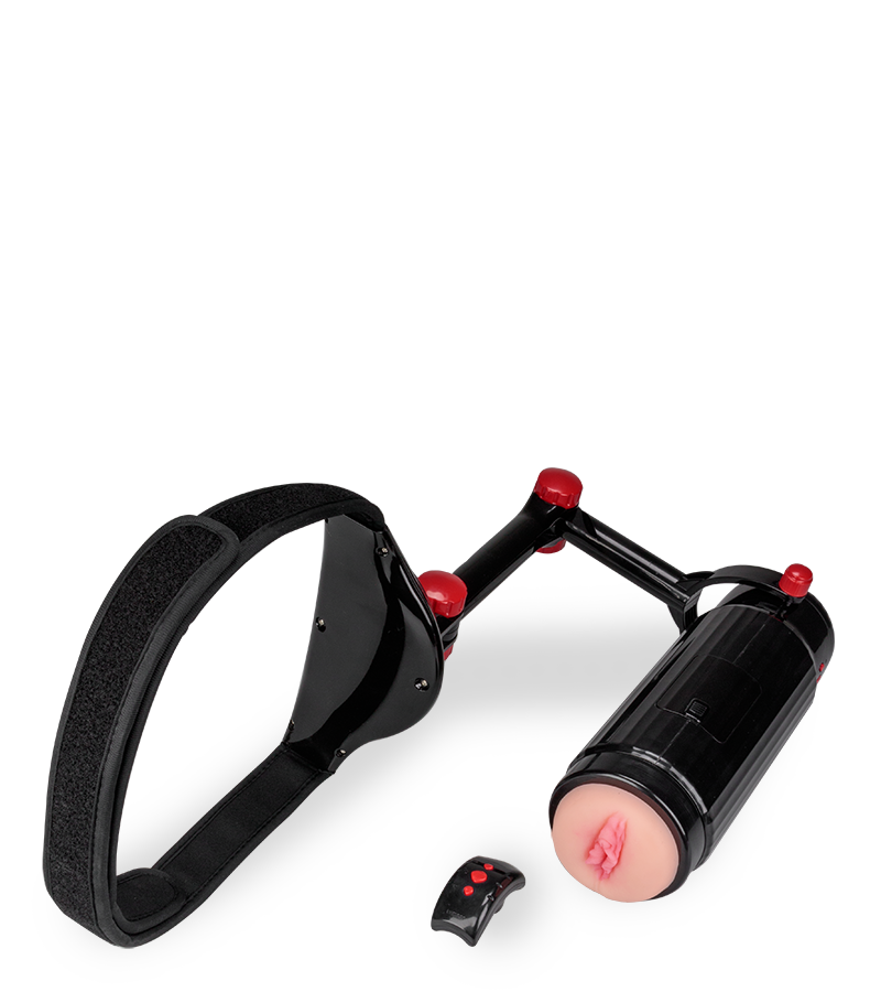 Freihand-Masturbator mit Gürtel und Vagina-Aufsatz