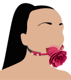 Gagball aus Silikon und Kunstleder mit Rosen-Dekor