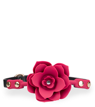 Laden Sie das Bild in den Galerie-Viewer, Gagball aus Silikon und Kunstleder mit Rosen-Dekor