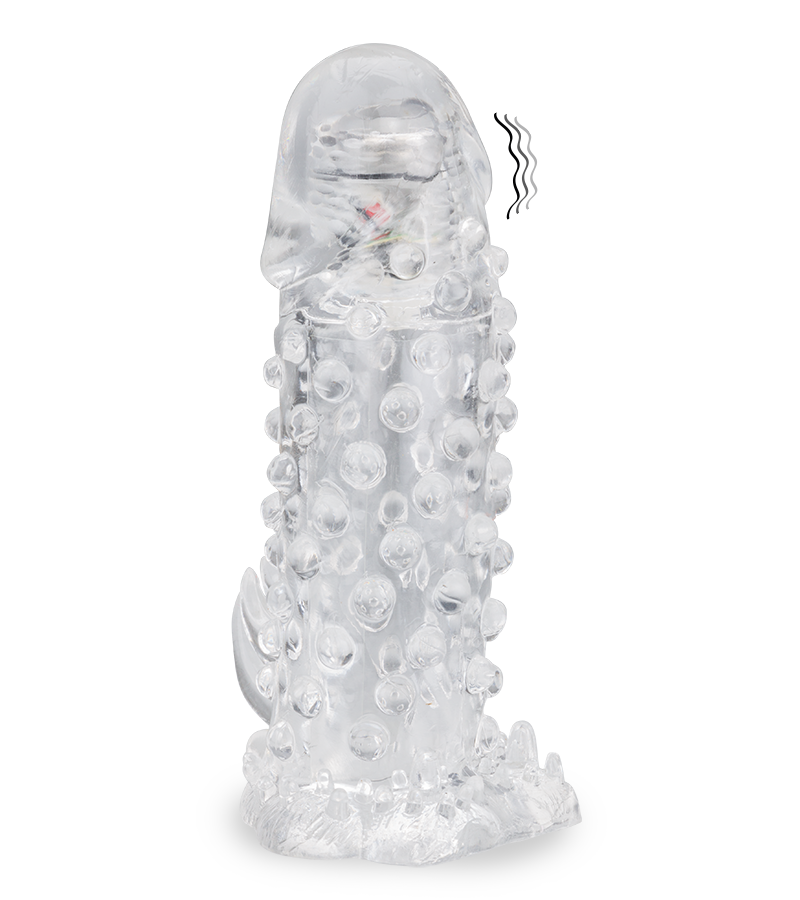 Genopptes Sleeve mit vibrierender Eichel