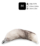 Grau-weißer Fuchsschwanz-Buttplug mit echtem Fell
