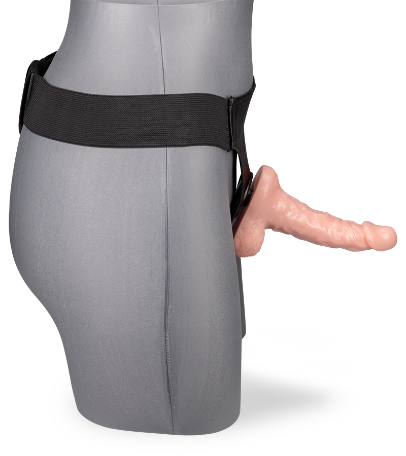 Hautfarbener Umschnalldildo mit O-Ring-Gurt