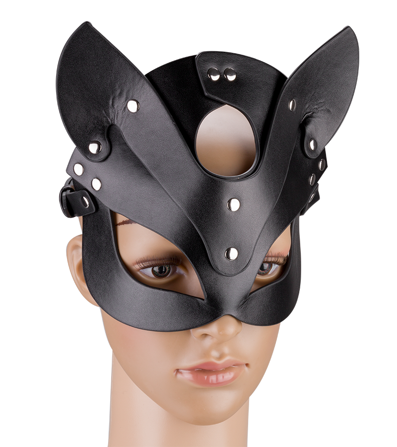 Katzenmaske aus Kunstleder mit Metallnieten
