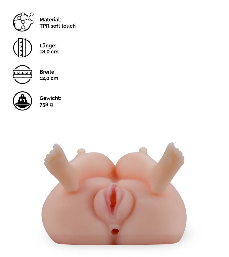 Kleine Taschenmuschi mit Vagina, Anus und Brüsten