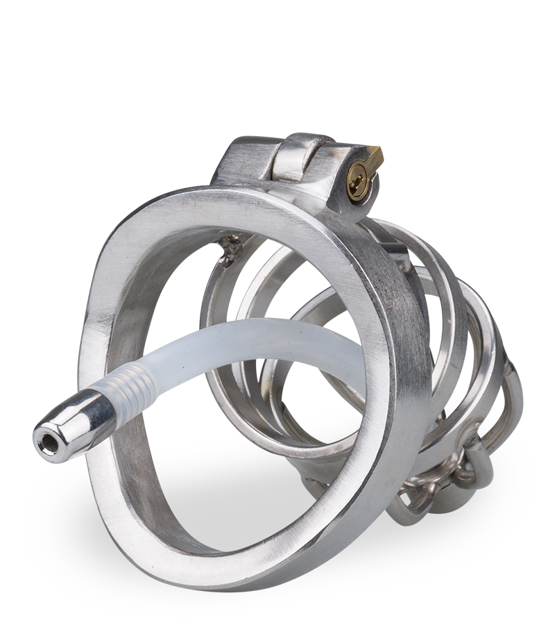 Kurzer Penis-Käfig mit Harnröhrenplug Judgment