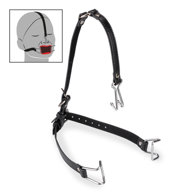 Mund- und Nasenspreizer aus Kunstleder und Metall