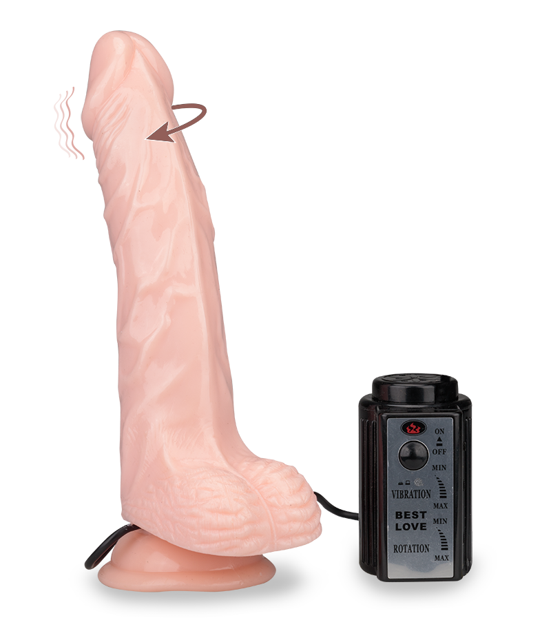 Naturdildo mit Rotations- und Vibrationsfunktion