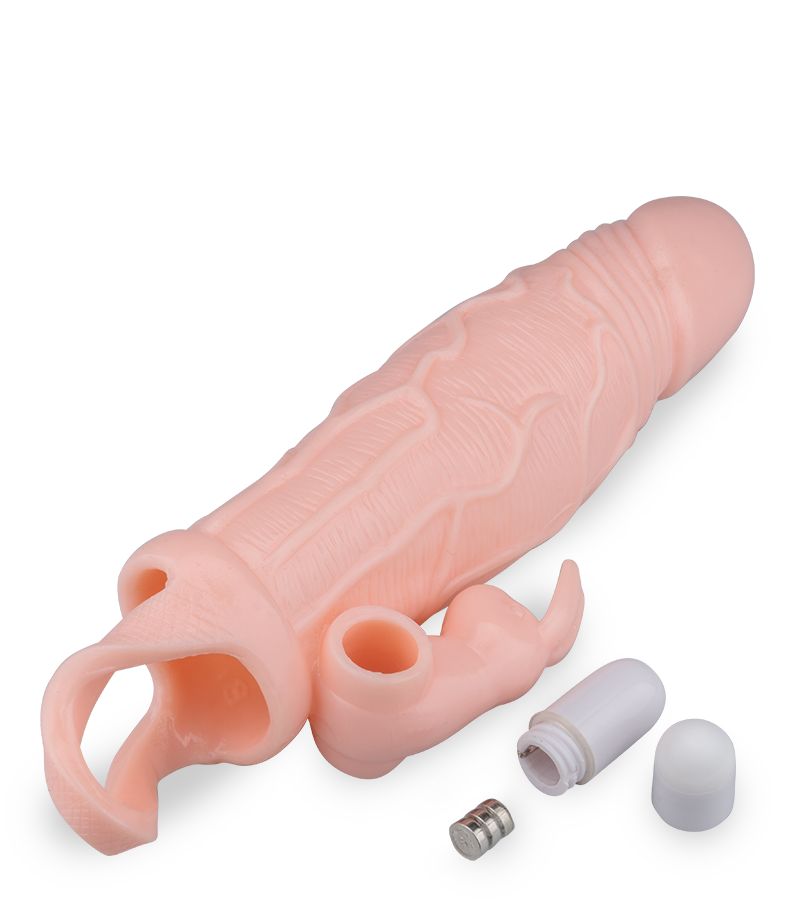 Penishülle mit vibrierender Spitze und Kitzlervibrator