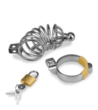 Laden Sie das Bild in den Galerie-Viewer, Peniskäfig mit Harnröhrenplug Delicious Chastity