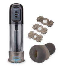 Laden Sie das Bild in den Galerie-Viewer, Penispumpen-Masturbator mit 3 Cockringen