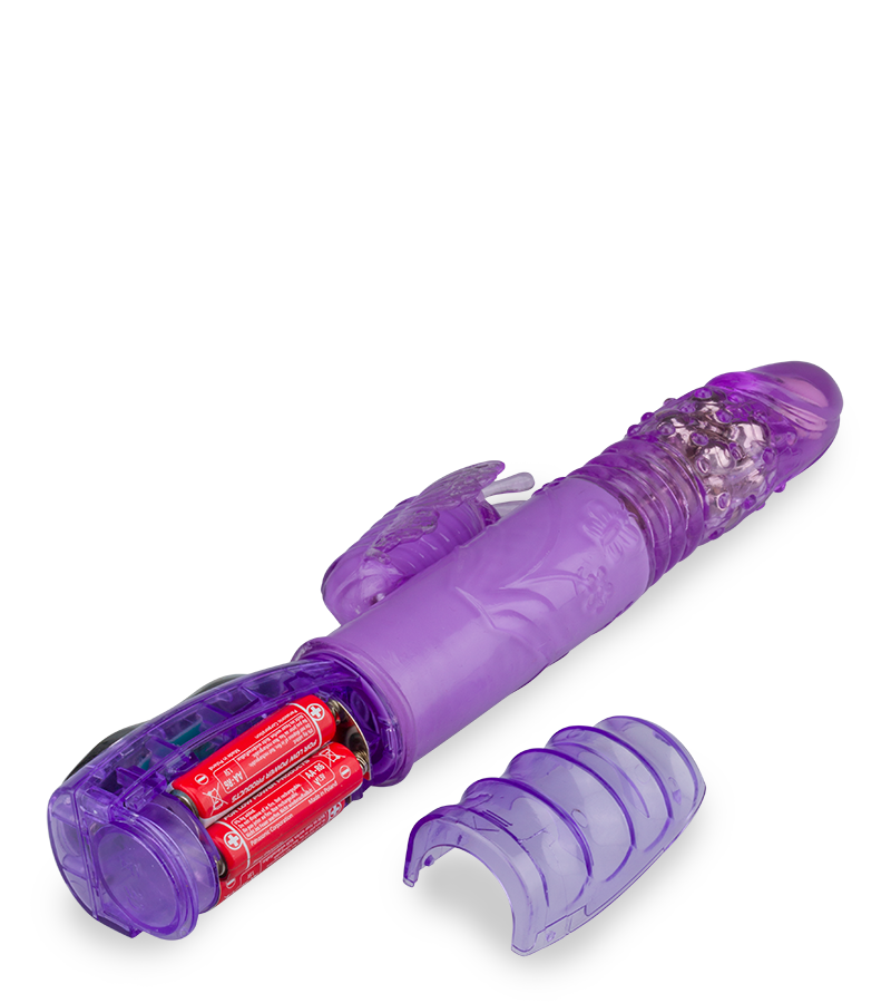 Pinker XL-Rabbit-Vibrator Butterfly mit Stoßfunktion